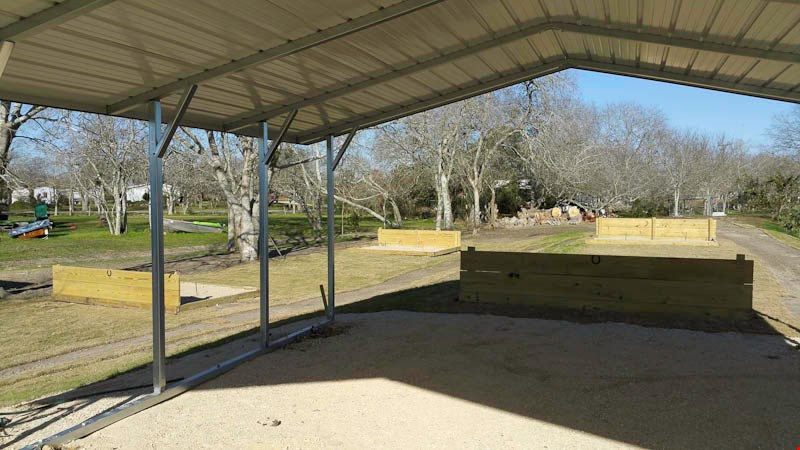 Bayou pavilions roughed in this week supporting our Horseshoe Pits.