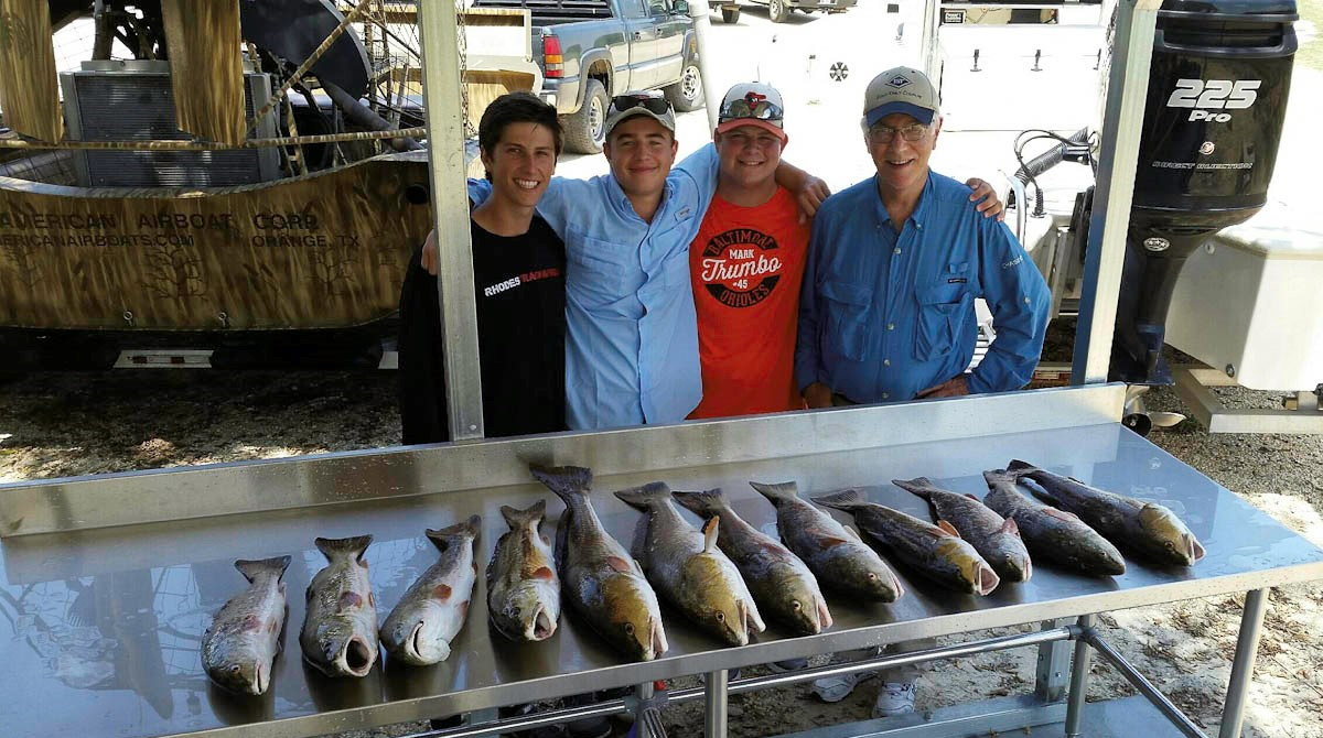 Family fun, LA Train and grandson's airboat redfishing.